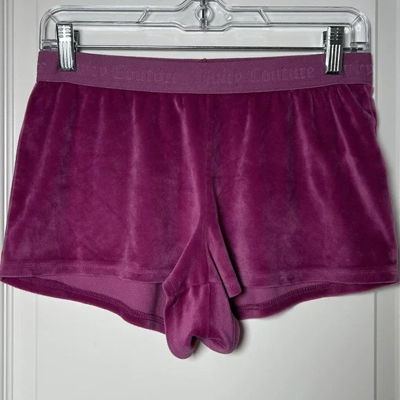 Juicy Couture Big Bling Magenta Velour Rhinestone Logo Boxer Shorts Y2K Style - Picture 1 of 2